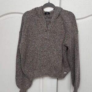 Volcom Heathered Brown-Gray Knit Cowl Sweater